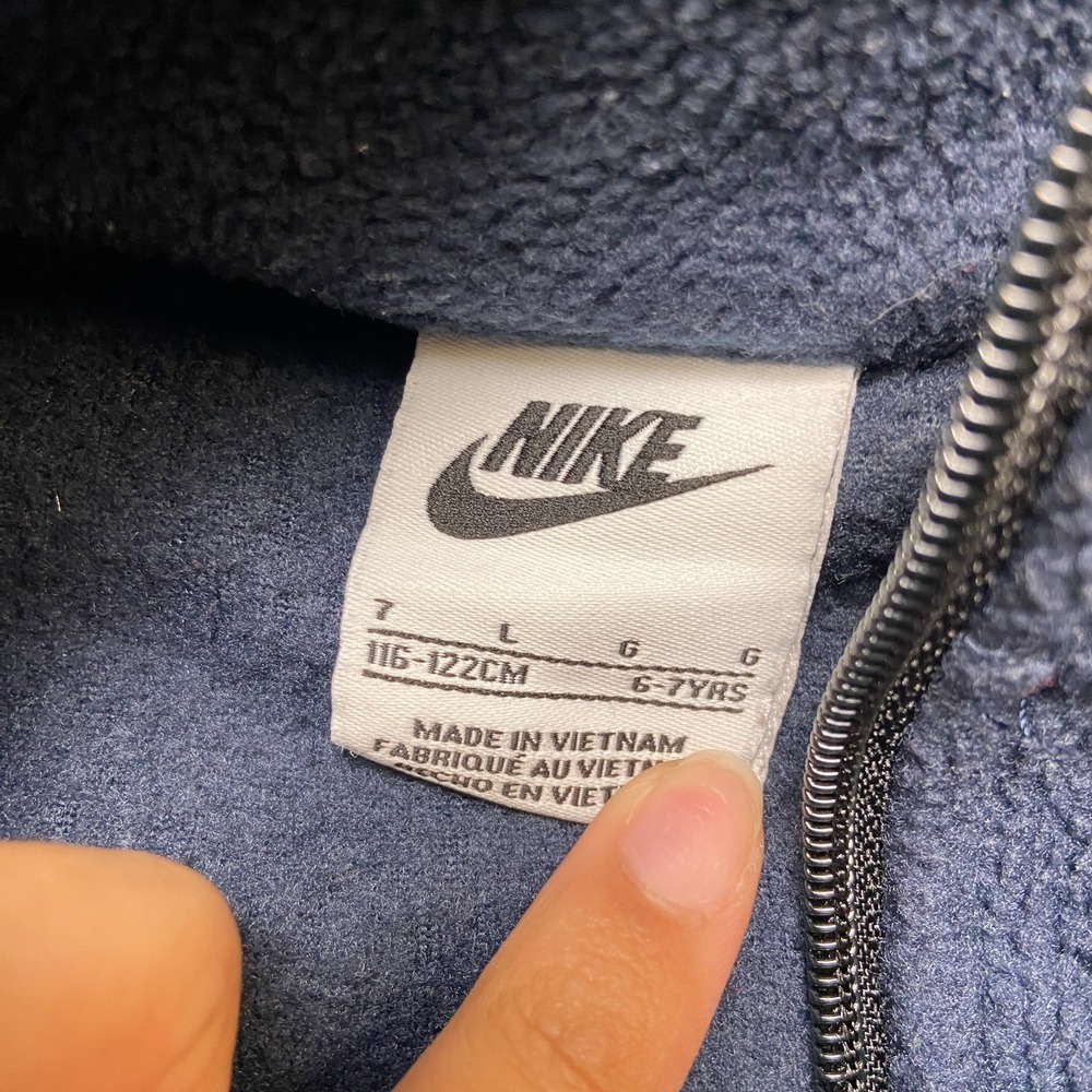 Nike Sportswear Fleece Jacket Boy 7L Navy Embroidered Swoosh Logo Classic Zip Up - Picture 7 of 13